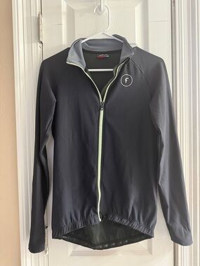 Velocio Size Medium Navy Blue Lightweight Full-Zip Jacket with Teal Trim